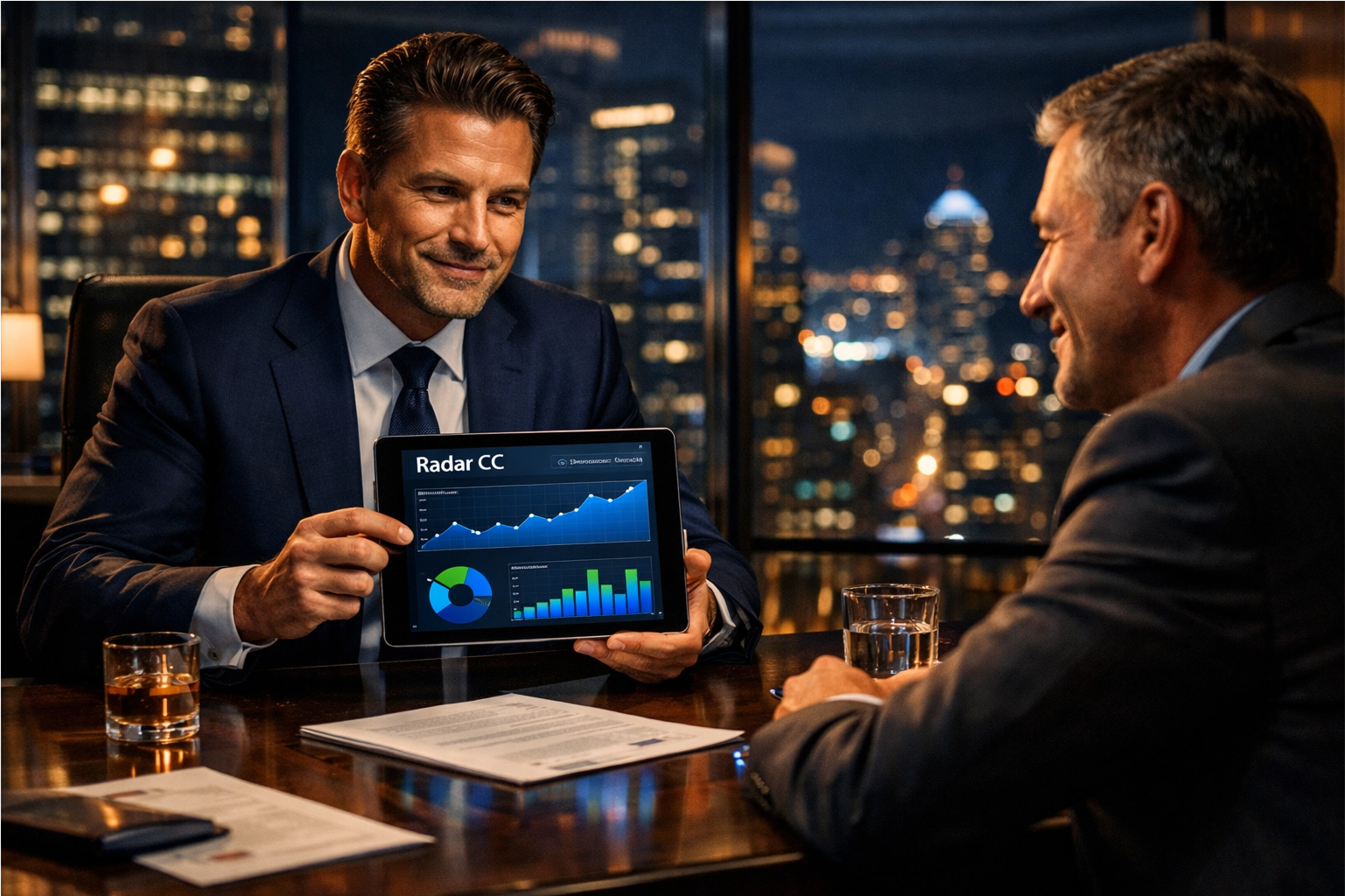 RadarCC em reunião, visão de dashboard